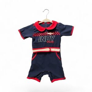 Indy 500 Racing Motor Speedway Kids Baby One Piece Romper- Navy and Red 18Months